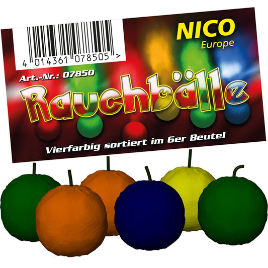 Rauchbälle 4-farbig sortiert, 6er Beutel